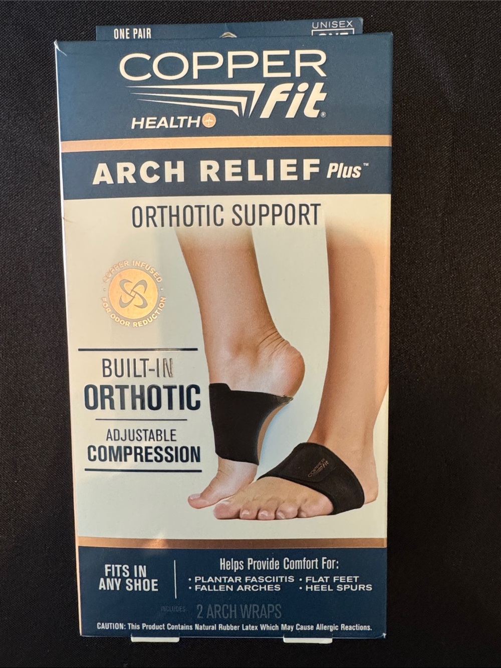 Copper Fit Arch Relief Plus Orthotic Support - Black